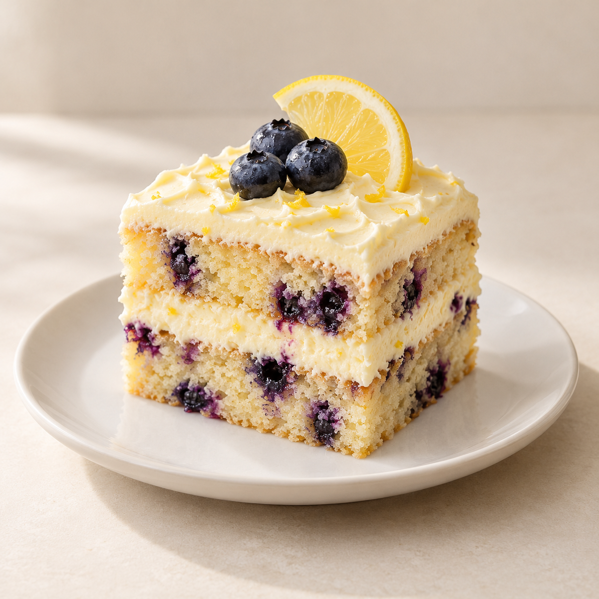 Lemon Blueberry Cake Slice